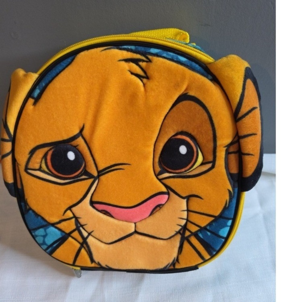 Disney Lion King Simba Plush Insulated Lunch Bag Bioworld Yellow Teal 3D Face